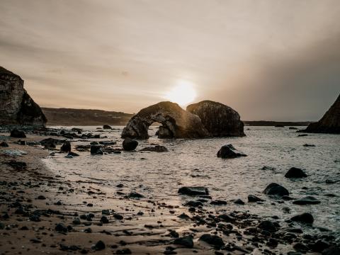 Coast Rocks Sea Twilight