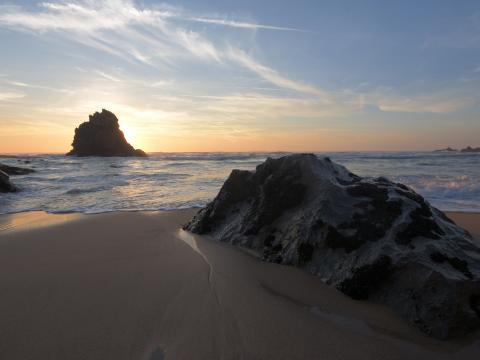 Coast Rocks Sea Water Sunset