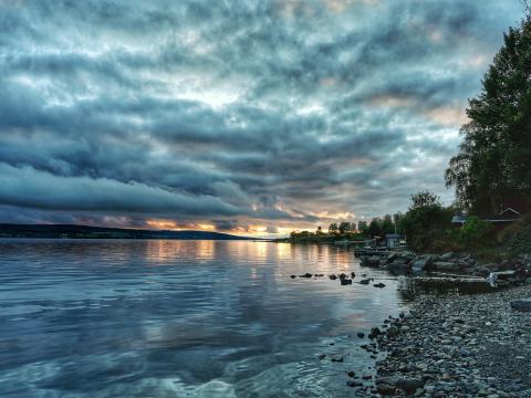 Coast Sea Clouds Twilight Landscape