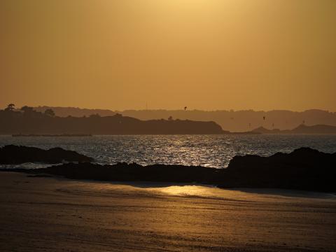 Coast Sea Silhouettes Twilight Dark