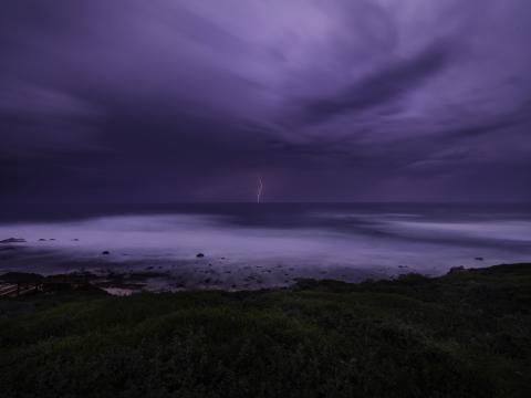 Coast Sea Thunderstorm Lightning Nature