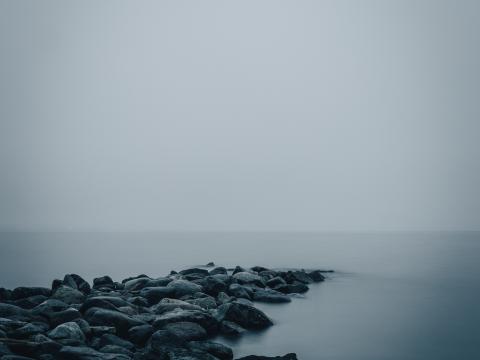 Coast Stones Fog Water Sea