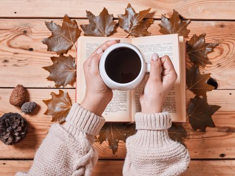 Coffee Drink Cup Hands Book Autumn Cozy