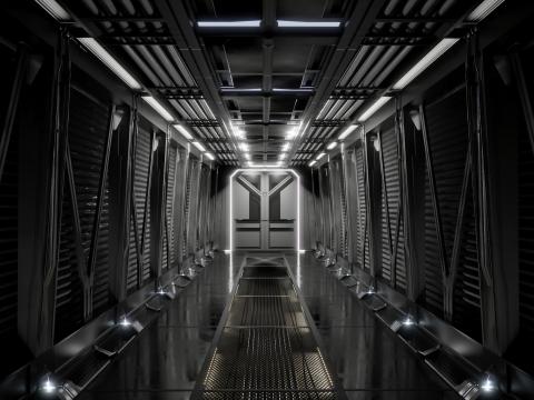 Corridor Tunnel Metal Black-and-white