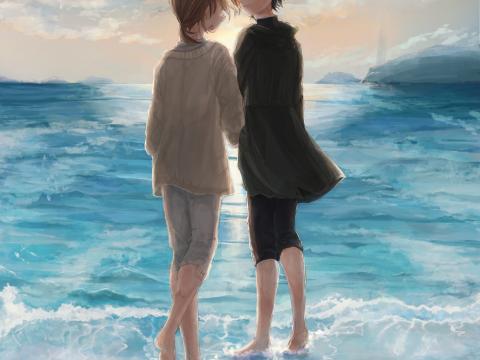 Couple Beach Sea Anime Art
