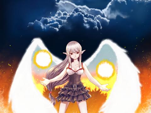 Elf Angel Wings Anime Art