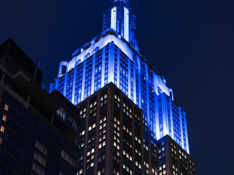 Empire-state-building Building Architecture Backlighting Night Dark New-york