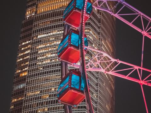 Ferris-wheel Building Skyscraper Backlight Night
