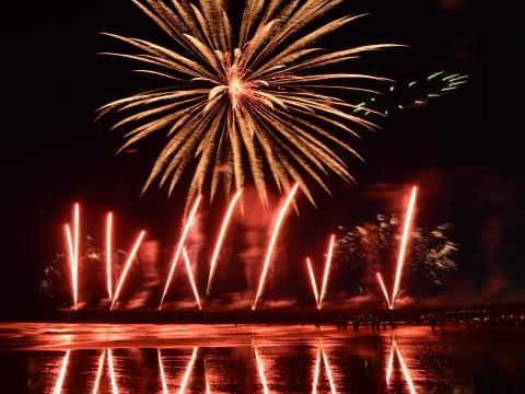 Fireworks Explosion Sparks Light Dark Red