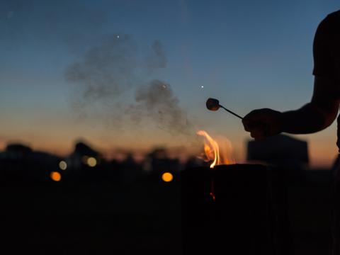 Flame Hand Silhouette Marshmallow Twilight Dark