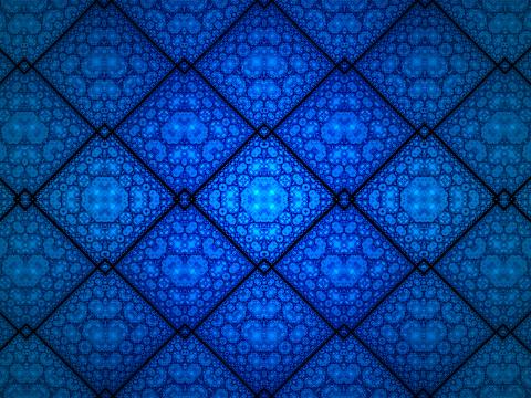 Fractal Pattern Rhombuses Shapes Abstraction Blue