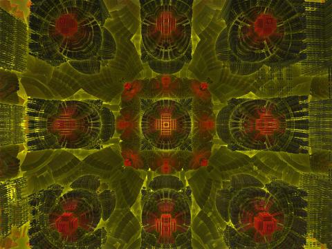 Fractal Pattern Shapes Abstraction Green Red