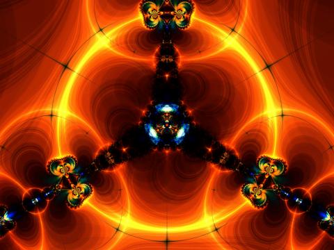 Fractal Shapes Glow Orange Abstraction