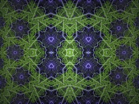 Fractal Shapes Lines Abstraction Green Purple