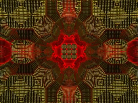 Fractal Shapes Pattern Abstraction Green Red