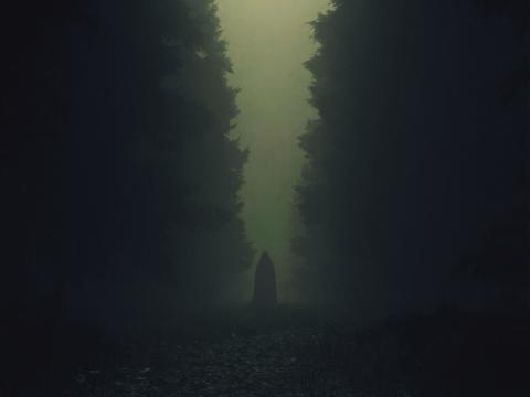Ghost Silhouette Cloak Forest Trees Dark