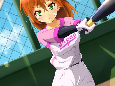 Girl Baseball Punch Anime Art