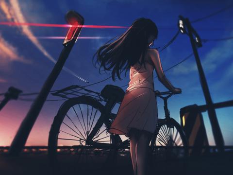 Girl Bike Twilight Anime Art