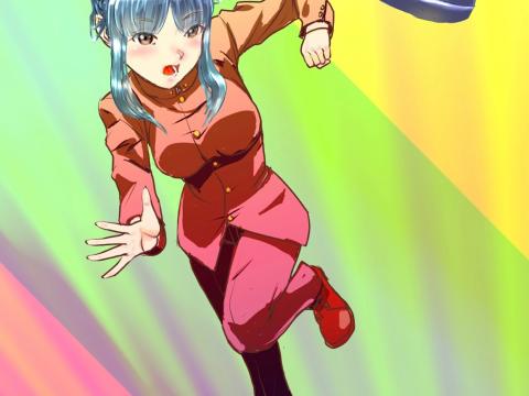 Girl Blow Run Anime Art