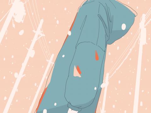 Girl Coat Walk Snow Winter Anime