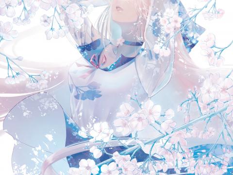 Girl Dress Flowers Anime Art Light