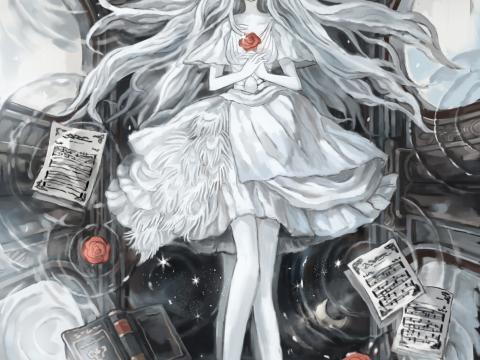 Girl Dress Flowers White Anime