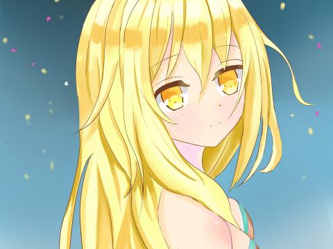 Girl Glance Blonde Anime Art