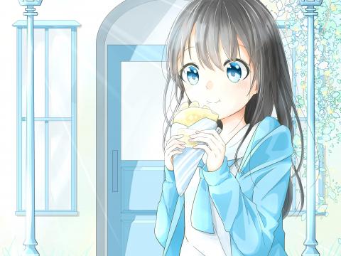 Girl Glance Dessert Anime Art Light