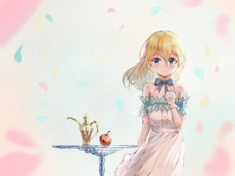 Girl Glance Dress Anime Art Light
