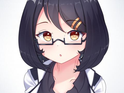 Girl Glance Glasses Anime Art