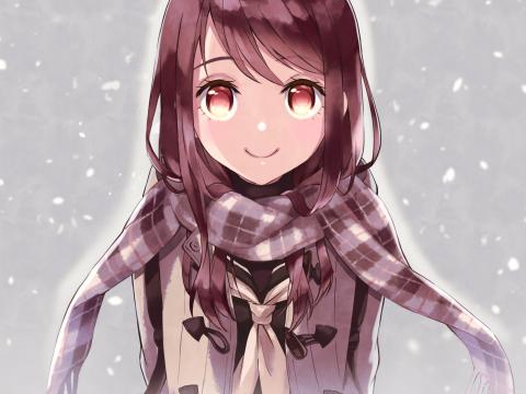 Girl Glance Scarf Anime