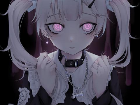 Girl Glance Tears Anime Art Gloomy