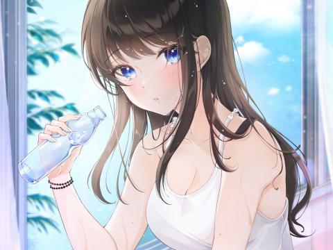 Girl Glance Water Bottle Anime