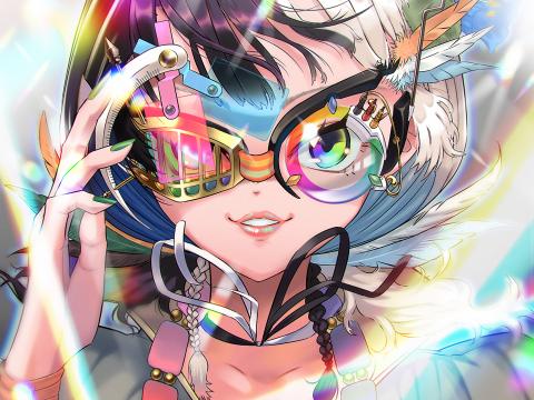 Girl Glasses Smile Anime Art Bright