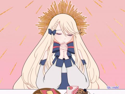 Girl Halo Prayer Dessert Anime