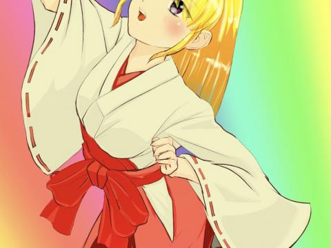 Girl Kimono Anime Art Colorful