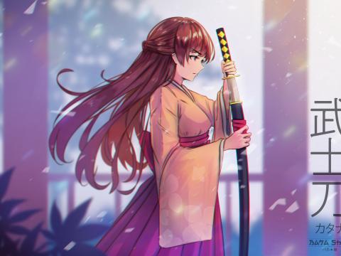 Girl Kimono Katana Warrior Anime