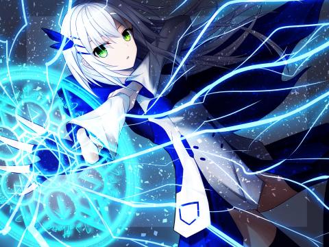 Girl Magician Magic Attack Anime Art Blue