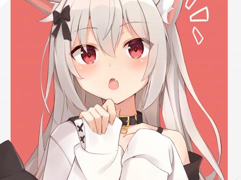 Girl Neko Gesture Anime Art Cute