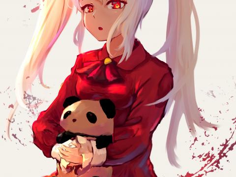 Girl Ponytails Toy Panda Anime Art