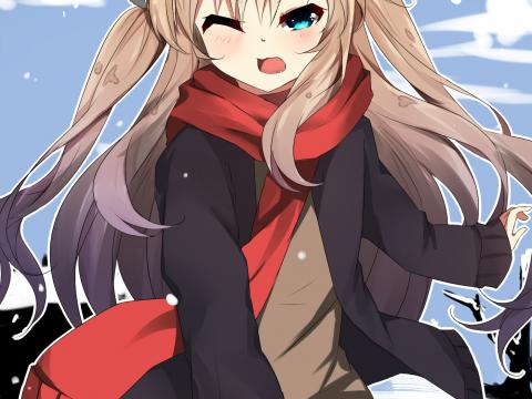 Girl Scarf Snow Winter Anime