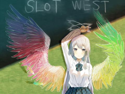 Girl Schoolgirl Board Wings Anime Art Cartoon