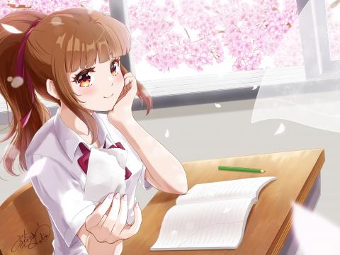 Girl Schoolgirl Note Anime Art
