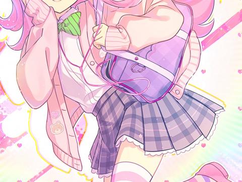 Girl Schoolgirl Smile Anime Art Pink