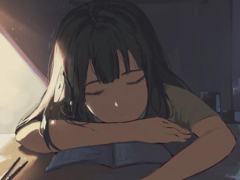 Girl Sleep Study Anime