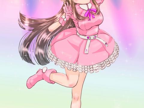 Girl Smile Dress Anime Art Pink