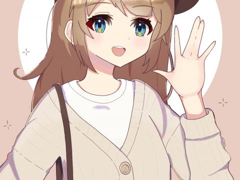 Girl Smile Gesture Beret Anime Art