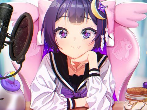 Girl Smile Glance Anime Art Purple