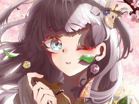 Girl Smile Lollipop Anime Art
