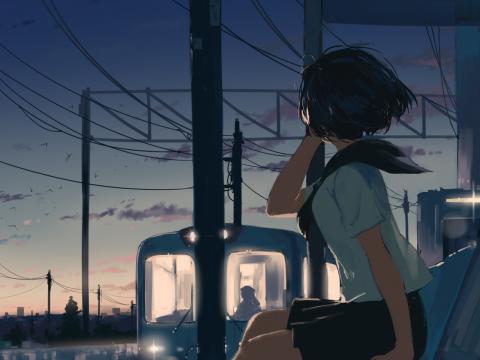 Girl Station Twilight Free Anime Art